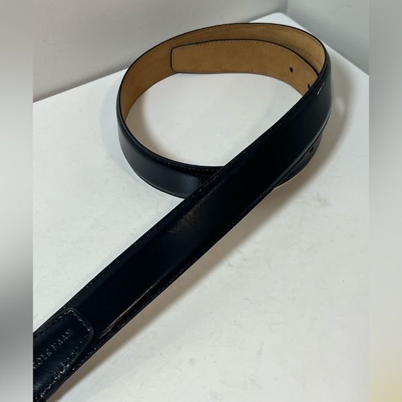 Men’s Cole Haan Leather Classic Black Leather Belt Silver Clasp Belt EUC - Picture 7 of 11
